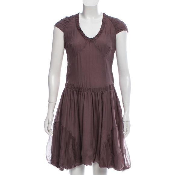 Burberry Silk Cap Sleeve Dress